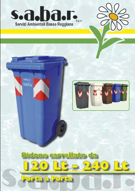 Bidone Carrellato Carta e Cartone 120 / 240 Lt